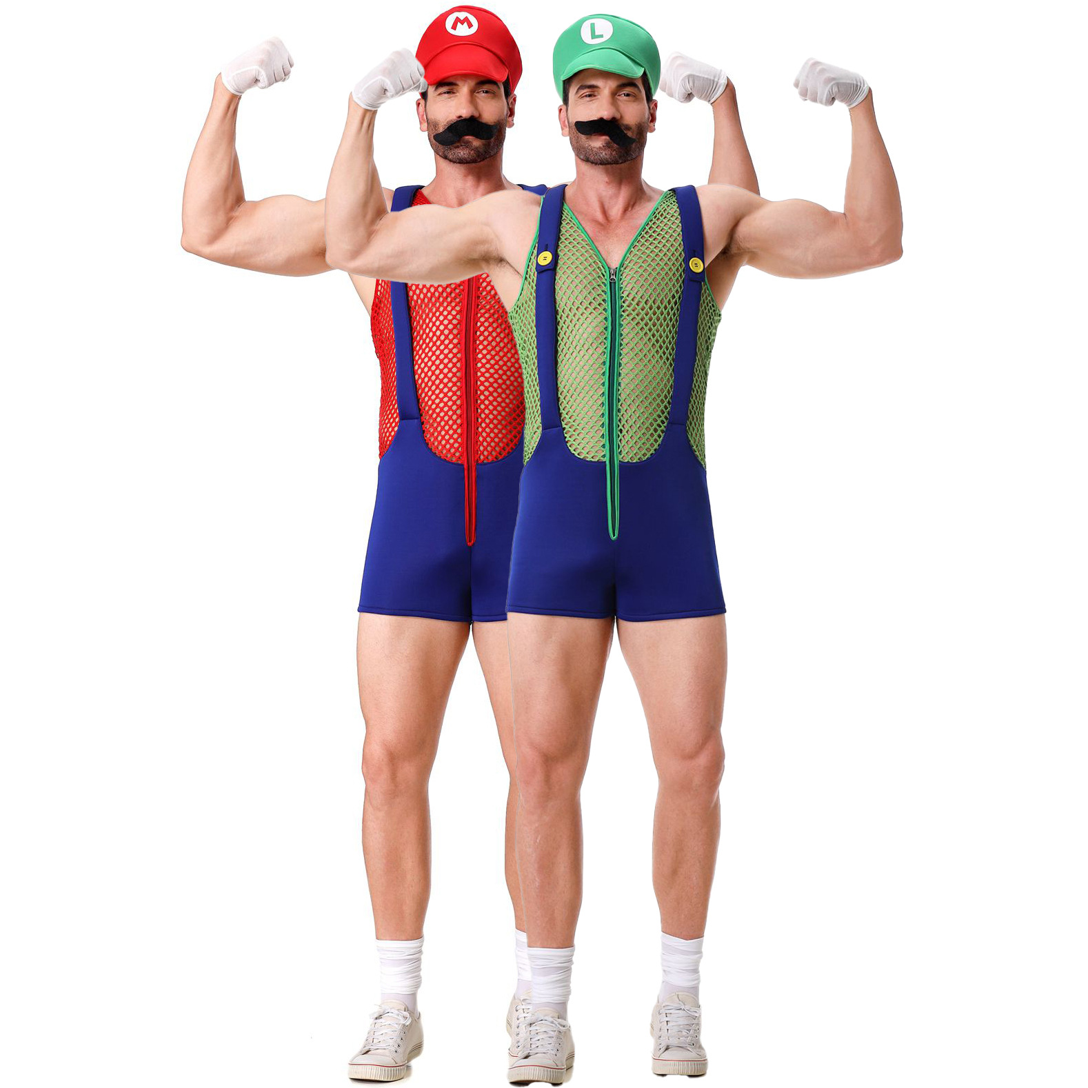 Mens Halloween Plumber One Piece Jumptsuit Costume for Carnival Party Dress up
